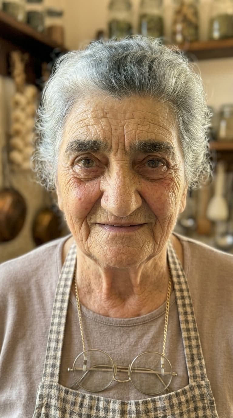 Nonna Caterina nella sua cucina