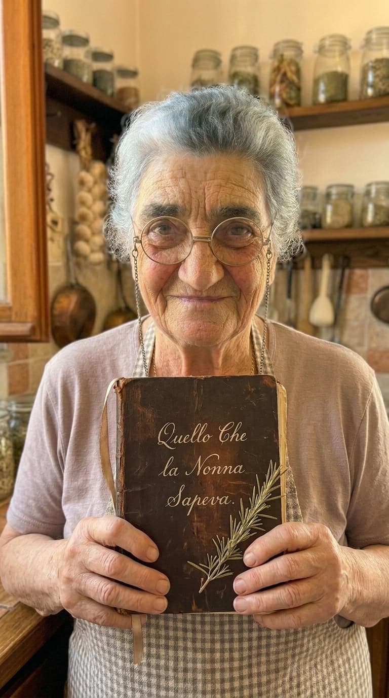 Nonna Caterina con il suo vecchio quaderno di famiglia